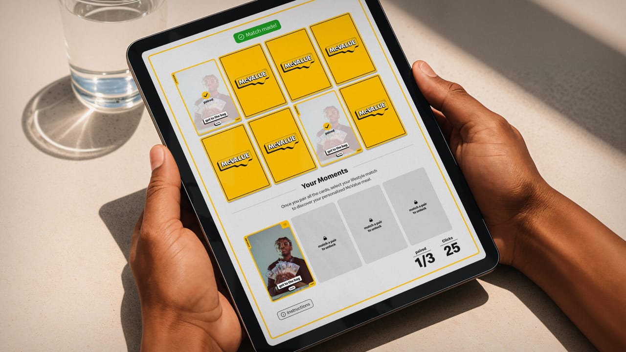 The McValue card game on a tablet